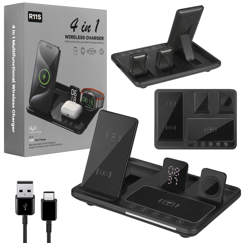 Беспроводное зарядное устройство 4in1 R11S Чёрный