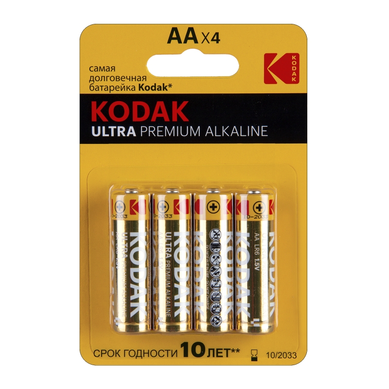 Батарейка Kodak ULTRA PREMIUM LR6 AA BL4 Alkaline 1.5V (4/80/400/17600)
