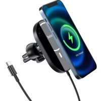 Автодержатель CA90 с беспроводной зарядкой HOCO черный