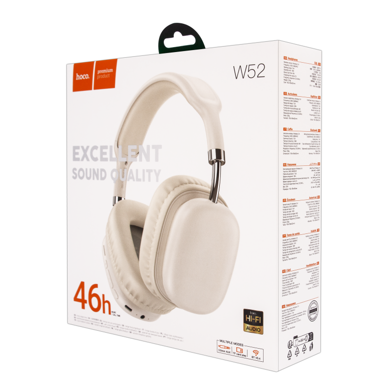 Наушники W52 Excellent sound quality HOCO milky white