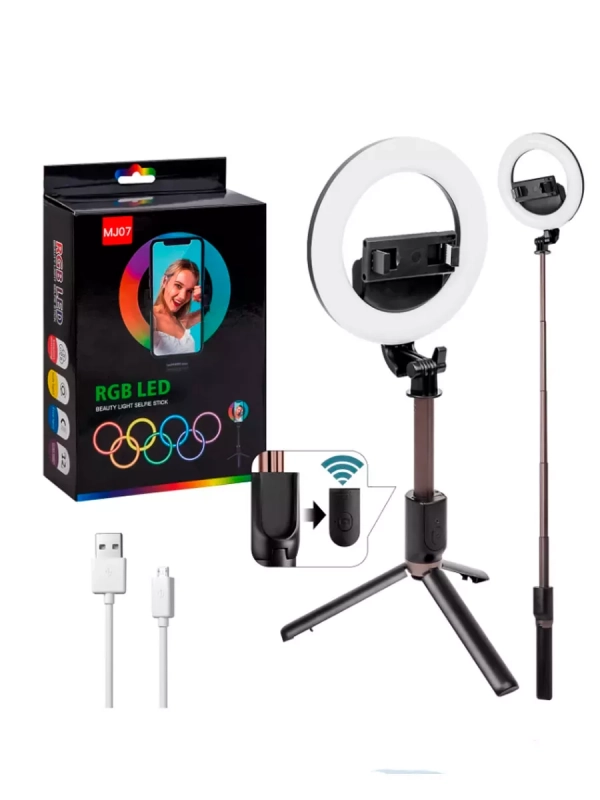 Селфи кольцо-трипод с пультом MJ07 RGB