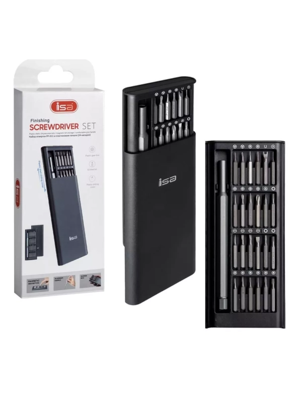 Набор отверток PP-011 в пластиковом пенале (24 насадки) ISA
