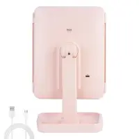 Настольное зеркало для макияжа с подсветкой ML-04 ISA розовое