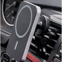 Беспроводная зарядка 15W + Автомобильный держатель магнитный черный