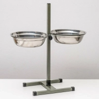 Миски полукруглые металлические для животных на подставке 2х0,24 л