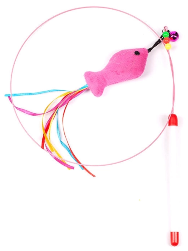 Удочка дразнилка для кошек (металлическая) с рыбкой