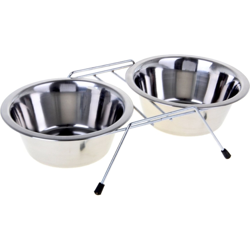 Миски металлические для животных на подставке 2х350 мл