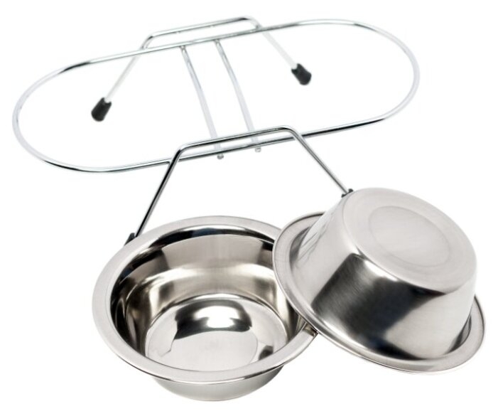 Миски металлические для животных на подставке 2х240 мл