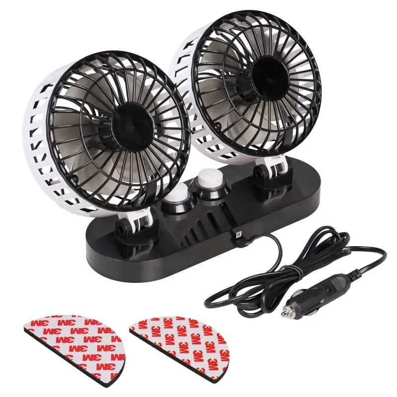 Вентилятор в салон двойной 2x15см 12В, раздельная регулировка