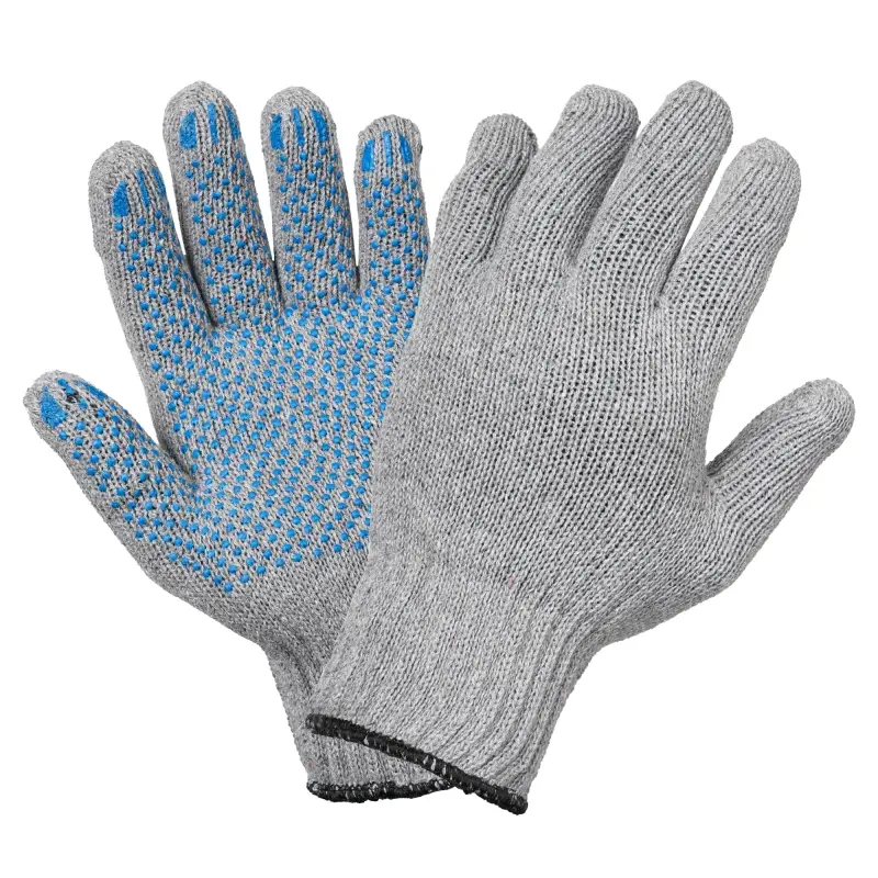 Перчатки трикотажные ХБ с ПВХ покрытием, двойн., серые, (1 пара)