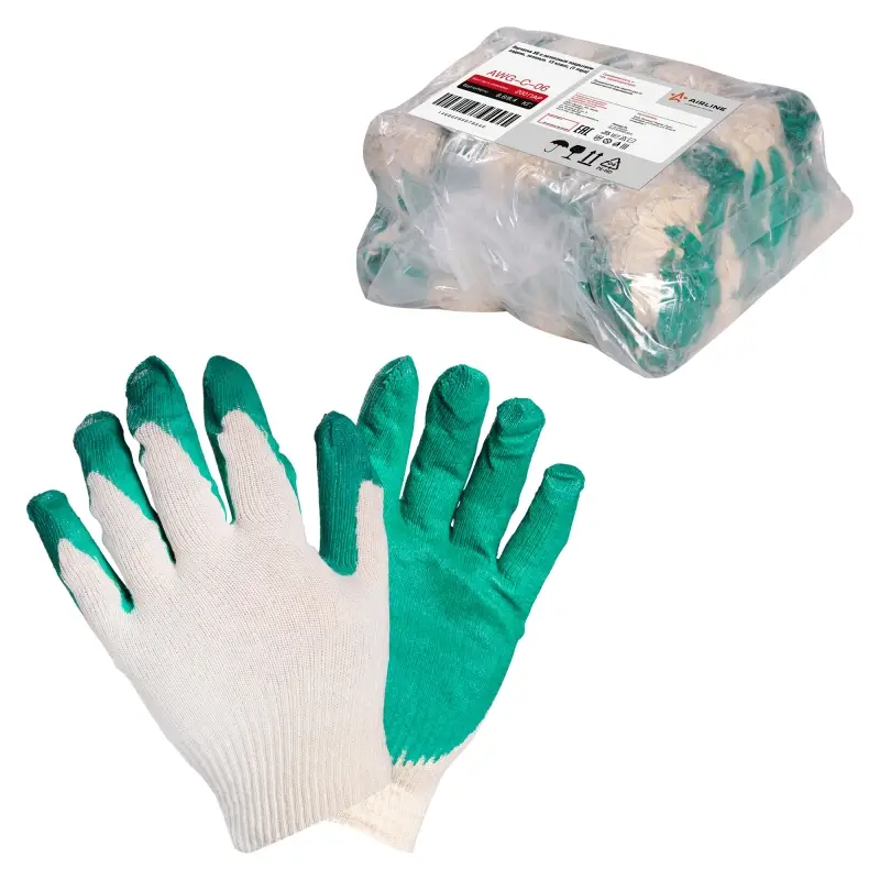 Перчатки трикотажные ХБ с латексным покрытием ладони, (к-т 5 пар)