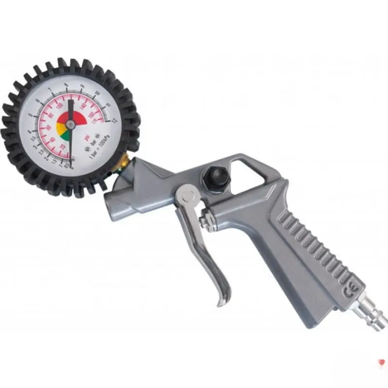 Манометр для контроля давления и подкачки шин пистолетного типа