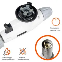 Горелка газовая на цанговый баллон, пьезоподжиг, анти-вспышка,