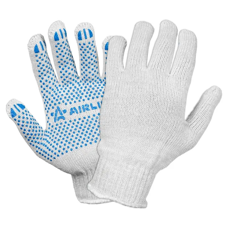 Перчатки трикотажные ХБ с ПВХ покрытием, белые, (5 пар) 7,5 класс/75г
