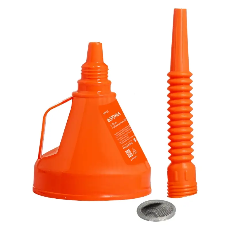 Воронка D-135мм с гибким носиком, L=350мм, стальная сетка