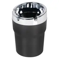 Пепельница классическая, круглая, цвет черный/хром