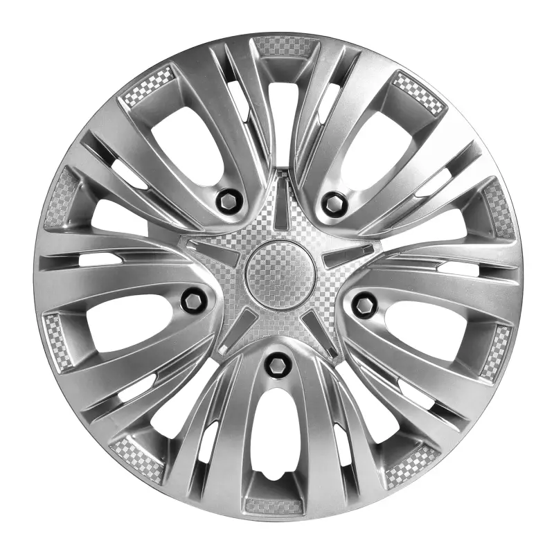 Колпаки колесные 15" "Лион", серебристый, карбон, компл. 2 шт.