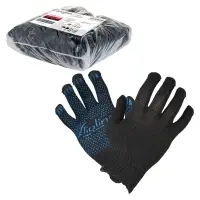 Перчатки трикотажные ХБ с ПВХ покрытием, черные, (1 пара)