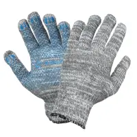 Перчатки трикотажные ХБ с ПВХ покрытием, серые, (5 пар) 7,5 класс
