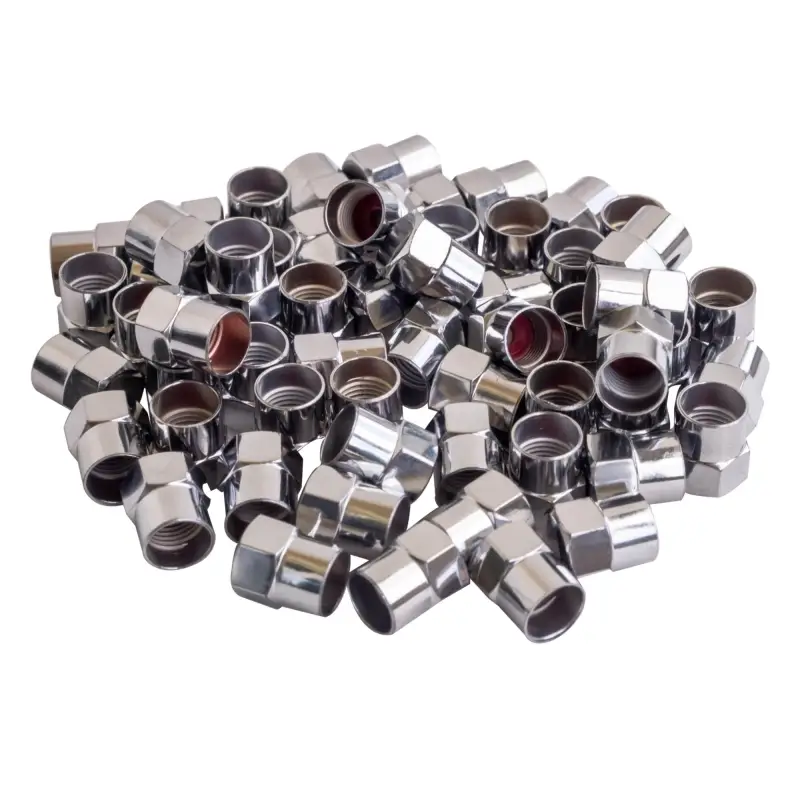 Колпачки на шинный вентиль, шестигранные, пласт, хром (60 шт.)