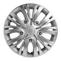 Колпаки колесные 15" "Лион", серебристый, карбон, компл. 2 шт.