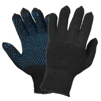 Перчатки трикотажные ХБ с ПВХ покрытием, двойн., черные, (5 пар)