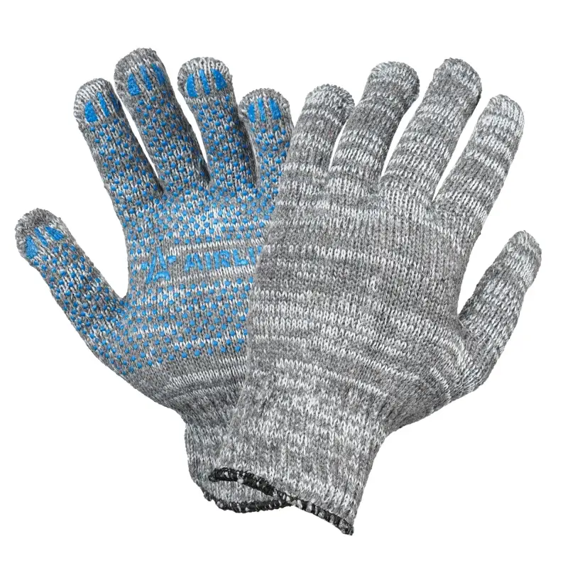Перчатки трикотажные ХБ с ПВХ покрытием, серые, (5 пар) 7,5 класс