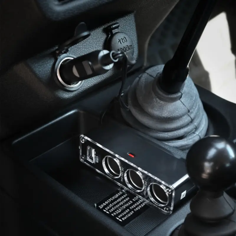 Разветвитель прикуривателя 3 гнезда 5А + USB