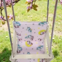 Качели деревянные подвесные с подушкой