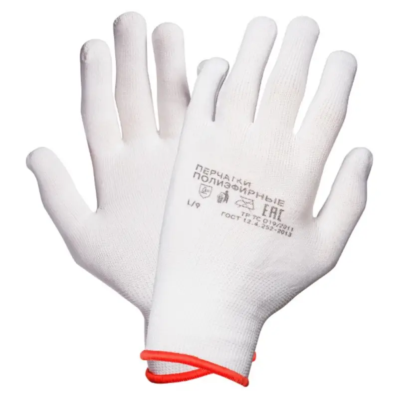 Перчатки полиэфирные (L) белые
