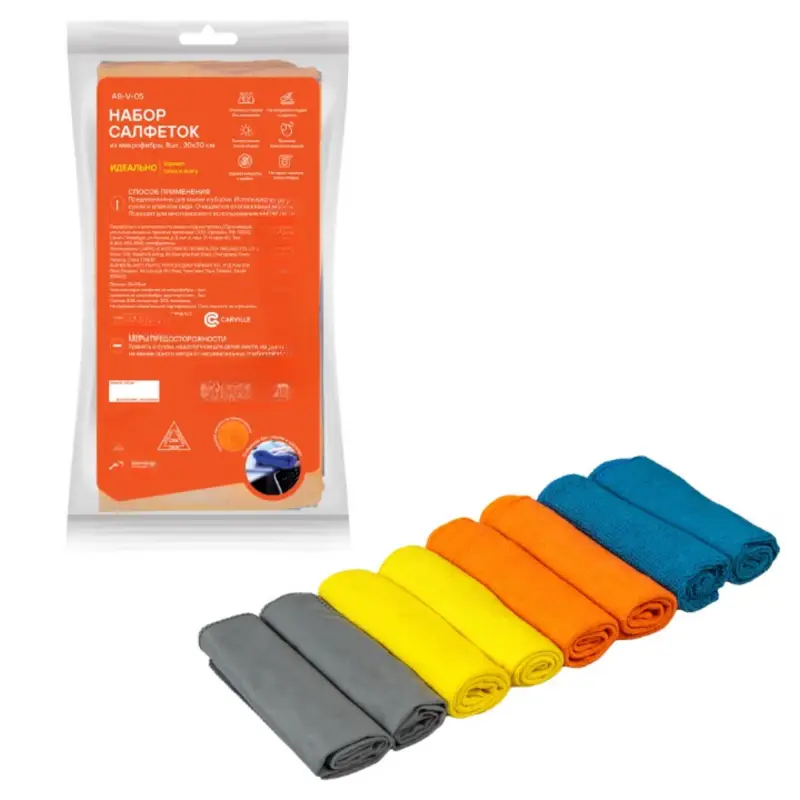 Набор салфеток "прямоугольники" из микрофибры  8 шт