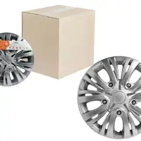 Колпаки колесные 15" "Лион", серебристый, карбон, компл. 2 шт.