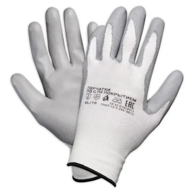 Перчатки полиэфирные с цельным ПУ покрытием ладони (XL)