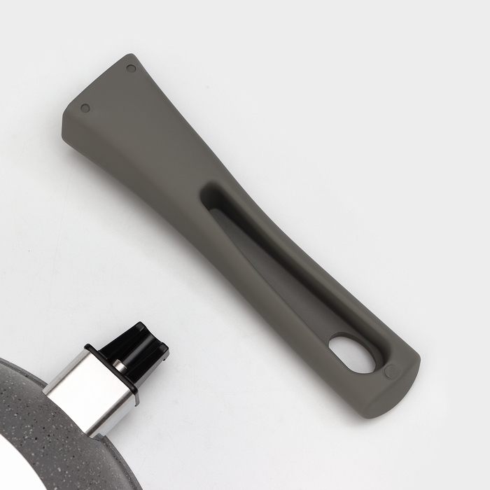 Сковорода, d=24 см, съёмная ручка, стеклянная крышка, антипригарное покрытие, цвет светлый мрамор Сковорода, d=24 см, съёмная ручка, стеклянная крышка, антипригарное покрытие, цвет светлый мрамор