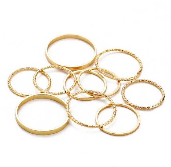 10 шт./компл, кольца на палец с молнией и волнами, в винтажном стиле, золотистые 10 шт./компл, кольца на палец с молнией и волнами, в винтажном стиле, золотистые