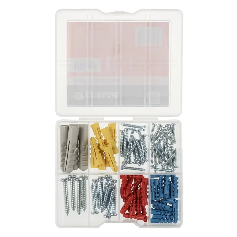 ЕРМАК Набор металлических шурупов с дюбелями на 106шт