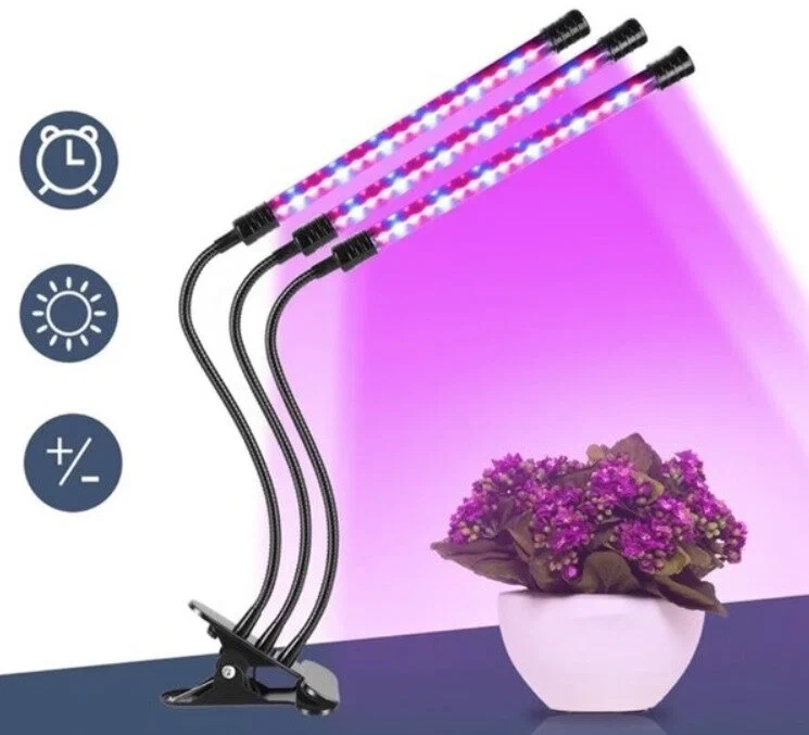 Фитолампа на прищепке, 3 лампы