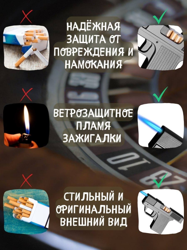 Портсигар-пистолет с газовой зажигалкой Портсигар-пистолет с газовой зажигалкой