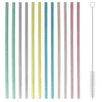 Трубочки для коктейля Блестки 12 шт с ершиком