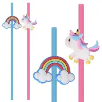 Трубочки для коктейля Радужные единорожки 4 шт