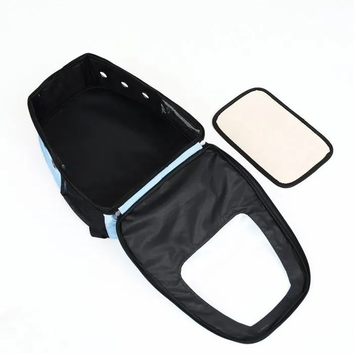 Рюкзак для переноски животных с окном для обзора голубой