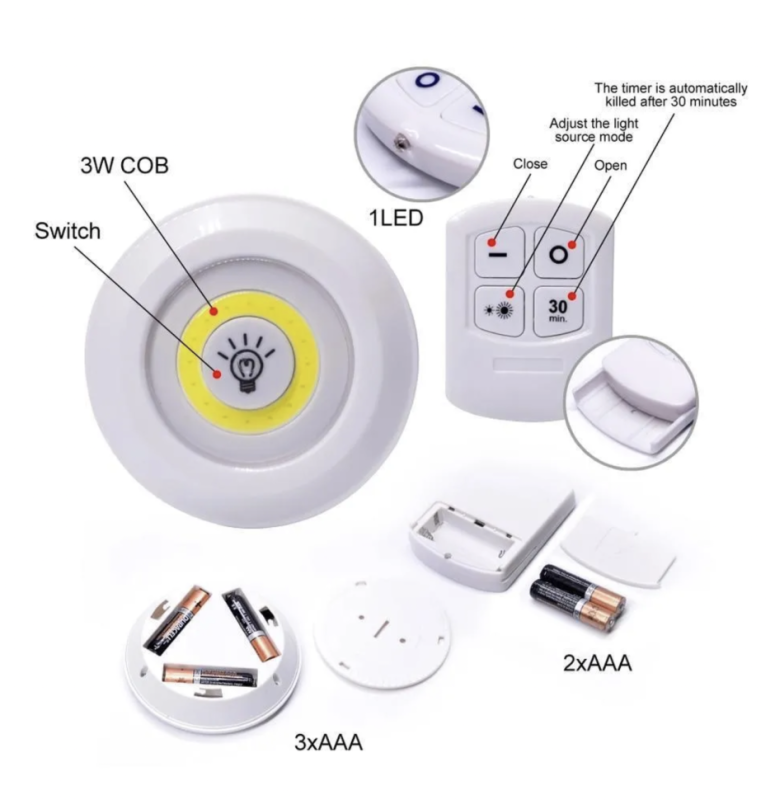 Cветодиодный светильник LED light with Remote Control set of 3