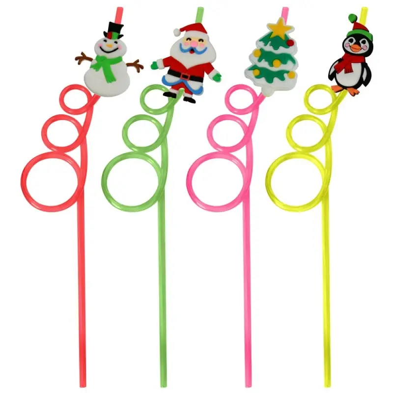 Трубочки для коктейля Зимний лес 4 шт