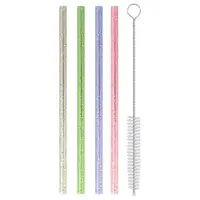 Трубочки для коктейля Блестки 50 шт с ершиком