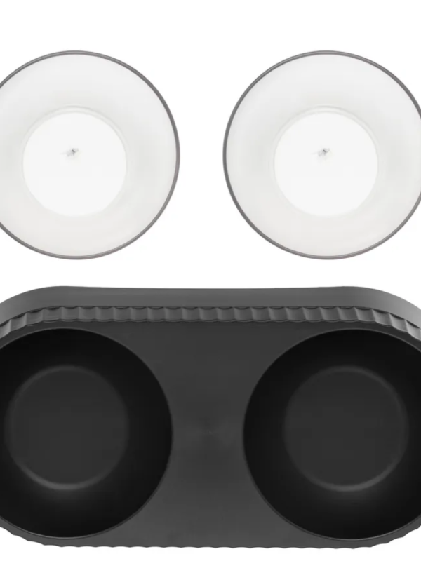 Миска двойная на подставке черная