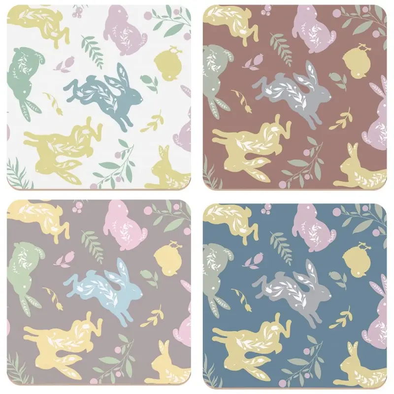 Подставка под горячее Пасхальные зайцы 14х14 см (ассортимент)