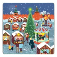 Доска разделочная Подставка под горячее Зимние города 18х18 см (ассортимент)