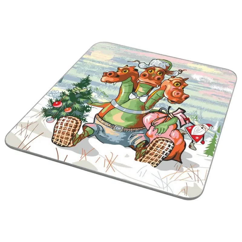 Доска разделочная Дракон весельчак 18х18 см (ассортимент)