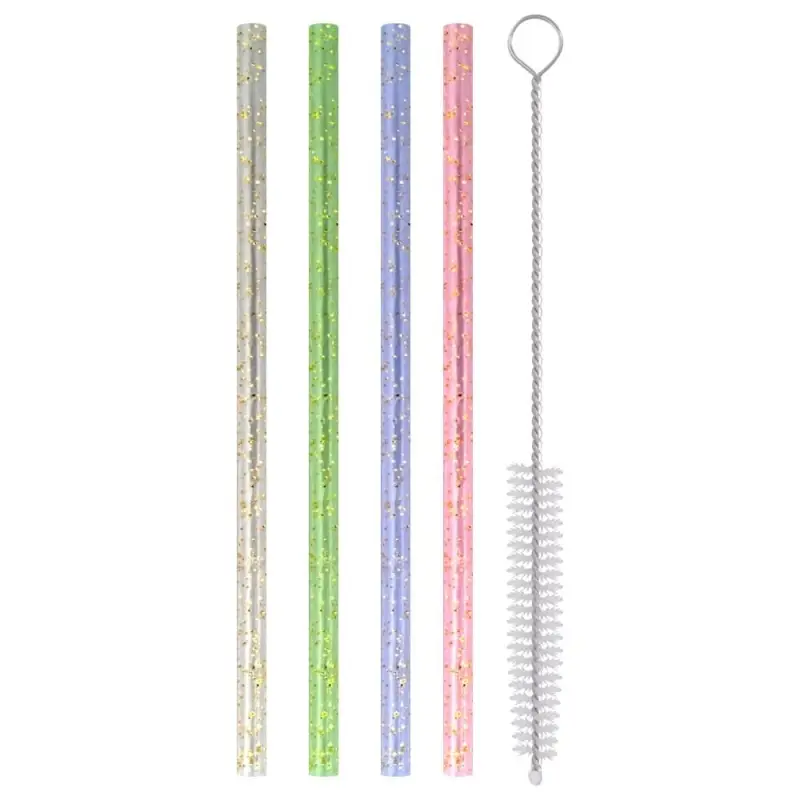 Трубочки для коктейля Блестки 50 шт с ершиком