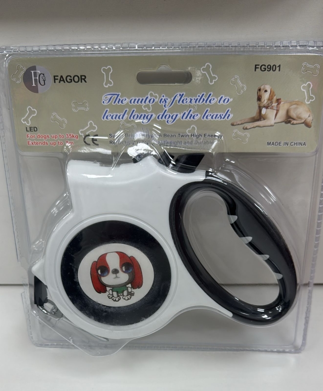 Поводок для собак с фонариком 5 метров белый